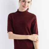 Women's Merino Wool Sweater 2025 Fall Winter Mock Neck Short Sleeve First-Line Ready to Wear Seamless Knit Sweater