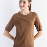 Women's Merino Wool Sweater 2025 Fall Winter Crew Neck Short Sleeve First-Line Ready to Wear Seamless Knit Sweater