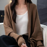 Women's Merino Wool Oversized Cardigan 2025 Fall Winter Open Front Batwing Sleeve Rib Knit Slouchy Cardigan Sweater