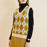 Giubbotto da maglione da donna al 100% da donna 2025 Diamond inverno autunno V Glet maglione a maglia senza maniche