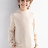 Boys 100% Merino Wool Sweater 2025 Fall Winter First-Line Ready to Wear Mock Neck Long Sleeve Seamless Knit Sweater