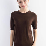 Women's Merino Wool Sweater 2025 Fall Winter Crew Neck Short Sleeve First-Line Ready to Wear Seamless Knit Sweater