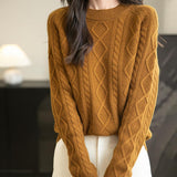 Chanyarn Pull à laine de mérinos de Chanyarn 2025 Automne d'hiver Casual Crewneck à manches longues Câble vintage Pull en tricot
