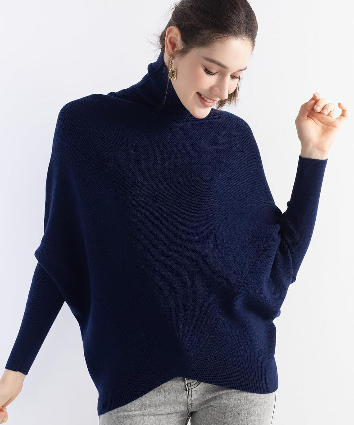 Merino Wool Blend Oversized Turtleneck Sweater