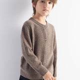 Boys 100% Merino Wool Cardigan Fall Winter First-Line Ready to Wear Crew Neck Long Sleeve Seamless Knit Sweater