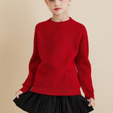 Girls Crew Neck 100% Merino Wool Sweater 2025 Fall Winter Kids Warm Soft Long Sleeve Knitted Pullover Sweater