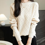Chanyarn Women's Crew Neck 100% Merino Wool Sweater 2025 Otoño Invierno Clásico Vintage Cable Vintage Cálido de manga larga Sétera de manga larga