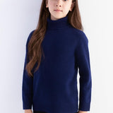 Girls 100% Merino Wool Sweater Fall Winter First-Line Ready to Wear Turtleneck Long Sleeve Seamless Pullover
