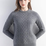 Mongolian Cashmere Cable Crewneck Sweater