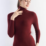 Women's Merino Wool Sweater Fall Winter Turtleneck Rib Long Sleeve First-Line Ready to Wear Seamless Knit Sweater