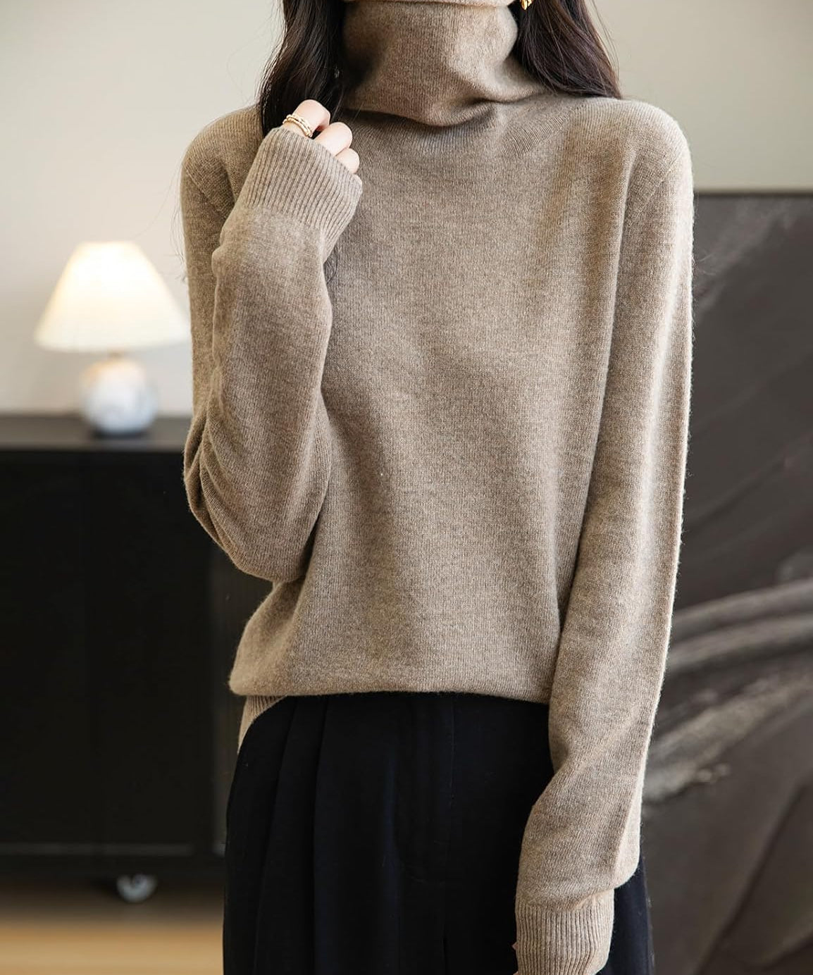 Chanyarn Women's 100% Merino Wool Seamless Sweater Turtleneck First-Line Ready to Wear Long Sleeve Knitted Pullover Tops