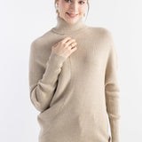 Women's Merino Wool Oversized Sweater 2025 Fall Winter Turtleneck Ribbed Batwing Sleeve Asymmetrical Knit Pullover