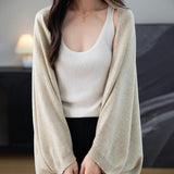 Women's Merino Wool Blend Oversized Cardigan Sweater 2025 Fall Winter Fashion Casual Batwing Sleeve Knit Cardigan