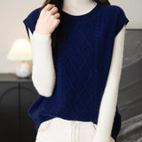 Chanyarn Women's 100% Merino Wool Sweater Vest 2025 Fall Winter Casual Crewneck Cable Sleeveless Knit Sweater Tank Tops