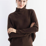 Suéter de malha grande com gola morcego e mistura de lã Merino