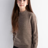 Girls 100% Merino Wool Sweater Fall Winter First-Line Ready to Wear Mock Neck Long Sleeve Seamless Pullover