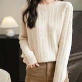 Chanyarn Women's Crew Neck 100% Merino Wool Sweater 2025 Otoño Invierno Cable Vintage Capas de manga larga cálida