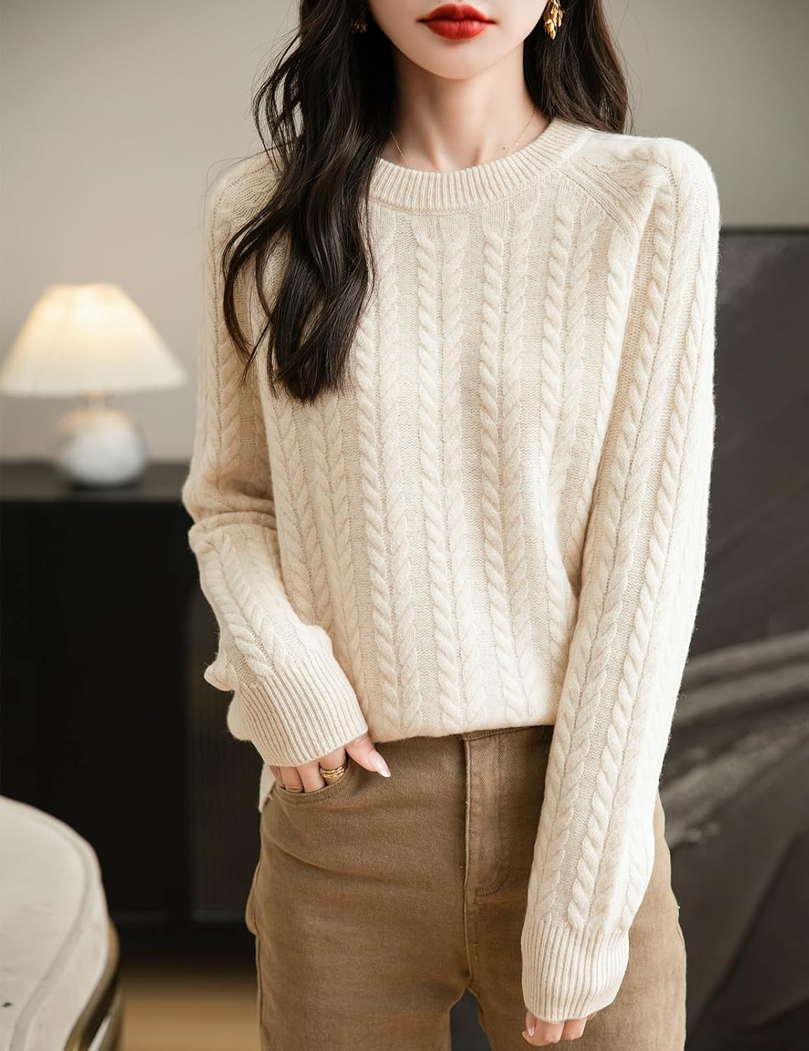 Chanyarn Women's Crew Neck 100% Merino Wool Sweater 2025 Otoño Invierno Cable Vintage Capas de manga larga cálida