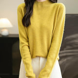 Chanyarn Women's 100% Merino Wool Seamless Sweater Mock Neck First-Line Ready to Wear Long Sleeve Knitted Pullover Tops