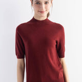Women's Merino Wool Sweater 2025 Fall Winter Mock Neck Short Sleeve First-Line Ready to Wear Seamless Knit Sweater