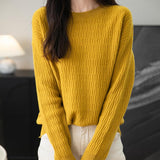 Chanyarn Women's 100% Merino Wool Crew Neck Sweater 2025 Fall Winter Casual Solid Long Sleeve Warm Soft Knitted Sweater