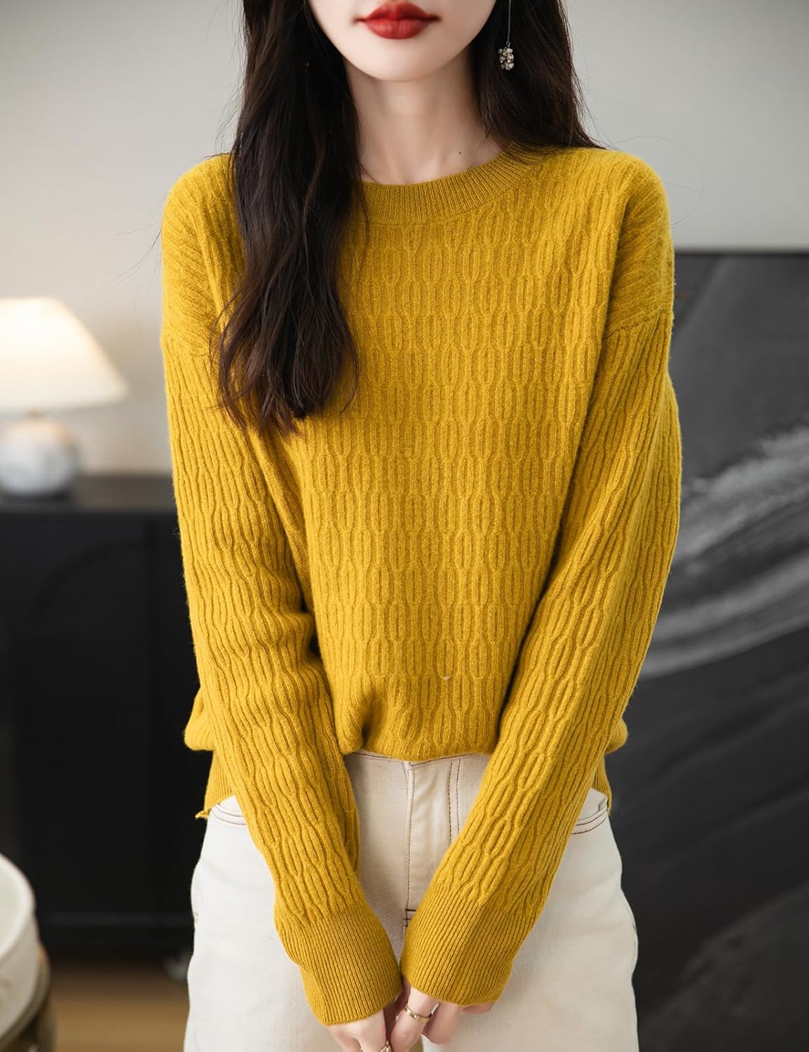 Chanyarn Women's 100% Merino Wool Crew Neck Sweater 2025 Fall Winter Casual Solid Long Sleeve Warm Soft Knitted Sweater