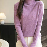 Women's 100% Merino Wool Turtleneck Sweater 2025 Fall Winter Long Sleeve Warm Soft Ribbed Knit Pullover Sweater