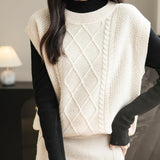 Chanyarn Women's 100% Merino Wool Sweater Vest 2025 Fall Winter Casual Crewneck Cable Sleeveless Knit Sweater Tank Tops