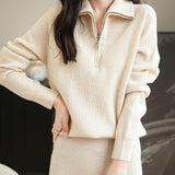 Chanyarn Women's 100% Merino Wool Sweater 2025 Fall Winter 1/4 Zip Pullover Casual Long Sleeve Knit Sweater Tops