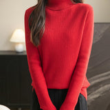 Women's 100% Merino Wool Turtleneck Sweater 2025 Fall Winter Long Sleeve Warm Soft Ribbed Knit Pullover Sweater