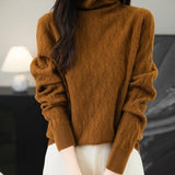 Chanyarn femenino suéter de lana 100% merino 2025 otoño invierno tortuga sólida de manga larga jersey de manga de manga larga