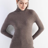 Women's Merino Wool Sweater Fall Winter Turtleneck Rib Long Sleeve First-Line Ready to Wear Seamless Knit Sweater