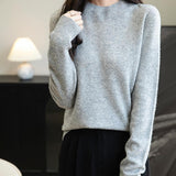 Chanyarn Women's 100% Merino Wool Seamless Sweater Mock Neck First-Line Ready to Wear Long Sleeve Knitted Pullover Tops