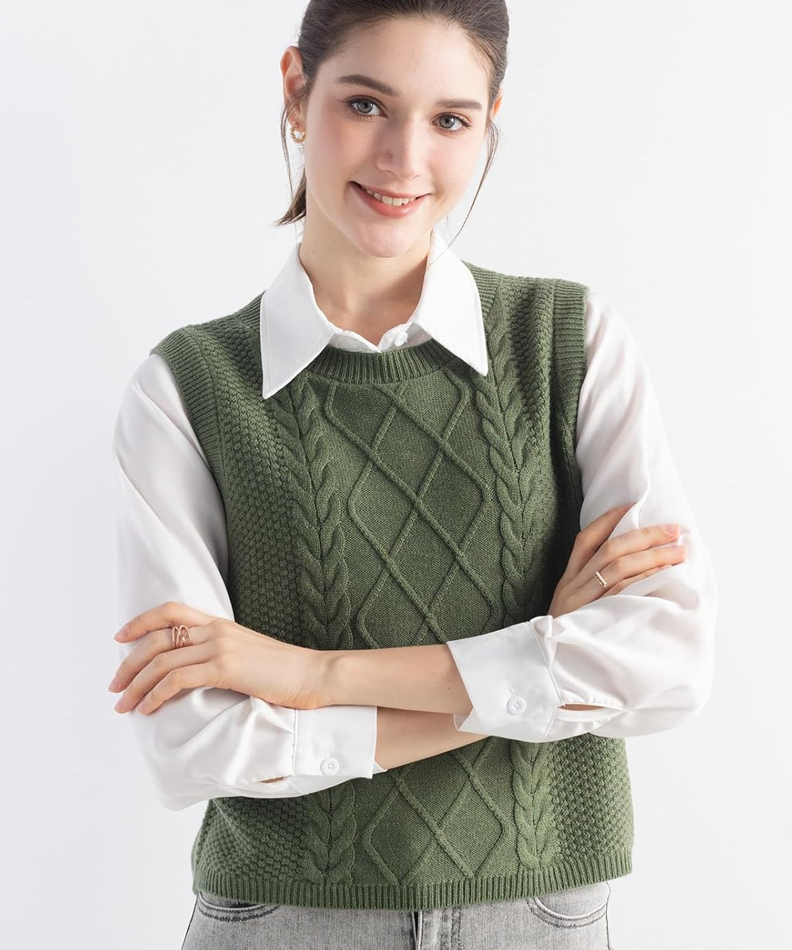 Merino Wool Cable Knit Sweater Vest