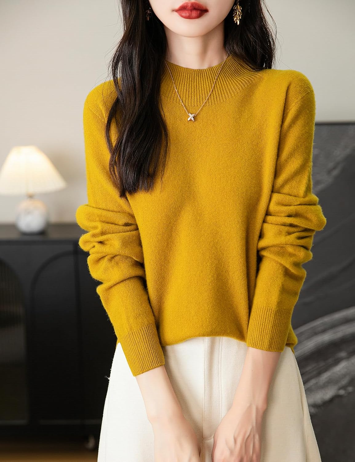 100% Merino Wool Seamless Mockneck Sweater