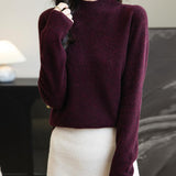 Chanyarn Women's 100% Merino Wool Seamless Sweater Mock Neck First-Line Ready to Wear Long Sleeve Knitted Pullover Tops