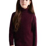 Suéter feminino 100% lã merino sem costura com gola alta