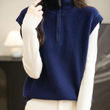 Chanyarn Women's 100% Merino Wool Sweater Vest 2025 Fall Winter 1/4 Zip Sleeveless Knit Sweater Tank Tops