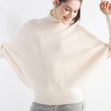 Suéter de malha grande com gola morcego e mistura de lã Merino