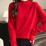 Chanyarn Women's 100% Merino Wool Seamless Sweater Mock Neck First-Line Ready to Wear Long Sleeve Knitted Pullover Tops