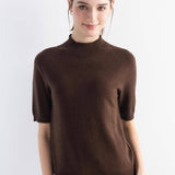 Women's Merino Wool Sweater 2025 Fall Winter Mock Neck Short Sleeve First-Line Ready to Wear Seamless Knit Sweater