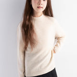 Girls 100% Merino Wool Sweater Fall Winter First-Line Ready to Wear Mock Neck Long Sleeve Seamless Pullover