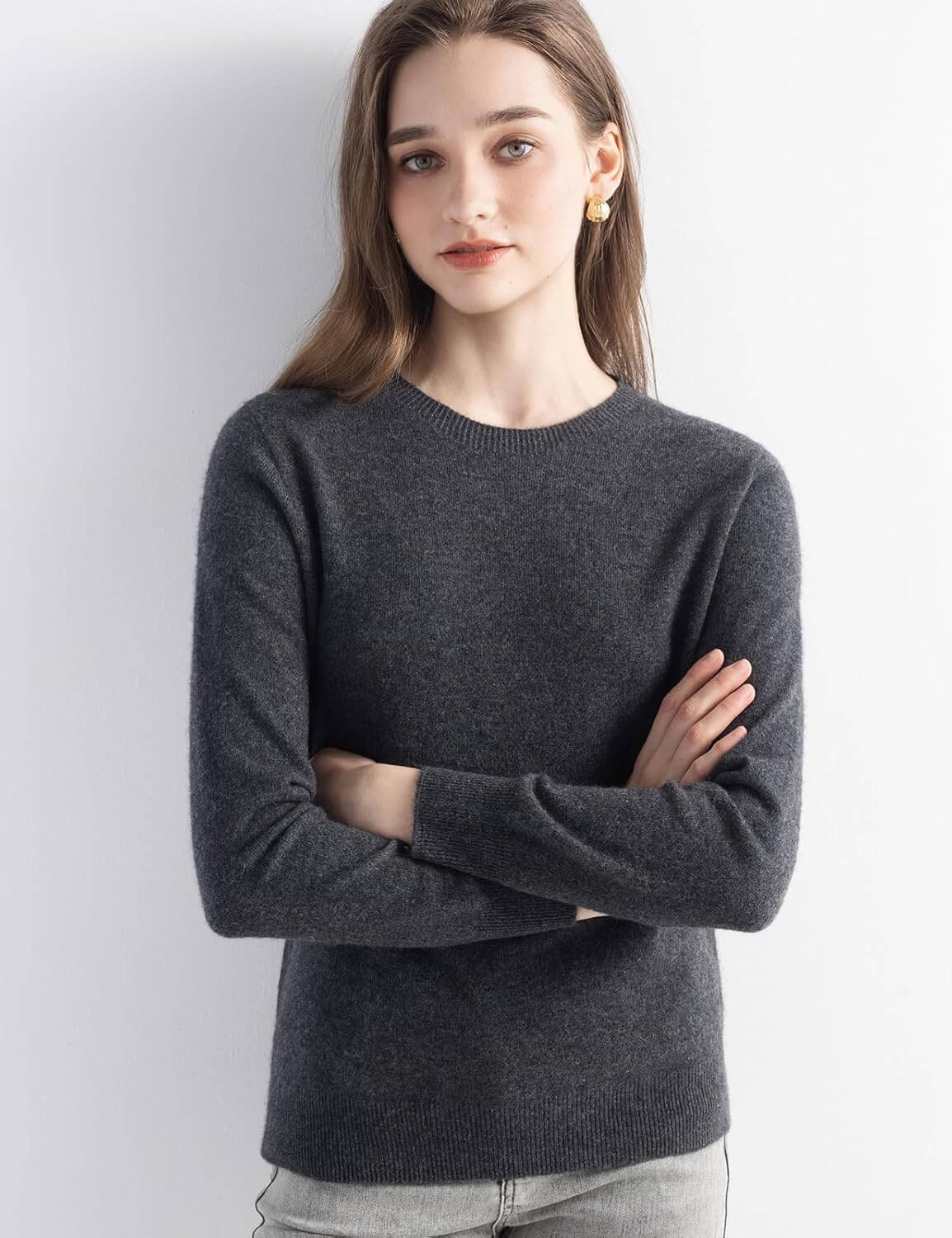 Women's 100% Pure Cashmere Sweater 2025 Fall Winter Crew Neck Long Sleeve Warm Soft Knitted Pullover