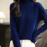 Chanyarn Women's 100% Merino Wool Sweater 2025 Fall Winter Turtleneck Vintage Warm Soft Long Sleeve Cable Knit Sweater