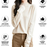 Chanyarn Women's 100% Merino Wool Seamless Sweater Mock Neck First-Line Ready to Wear Long Sleeve Knitted Pullover Tops