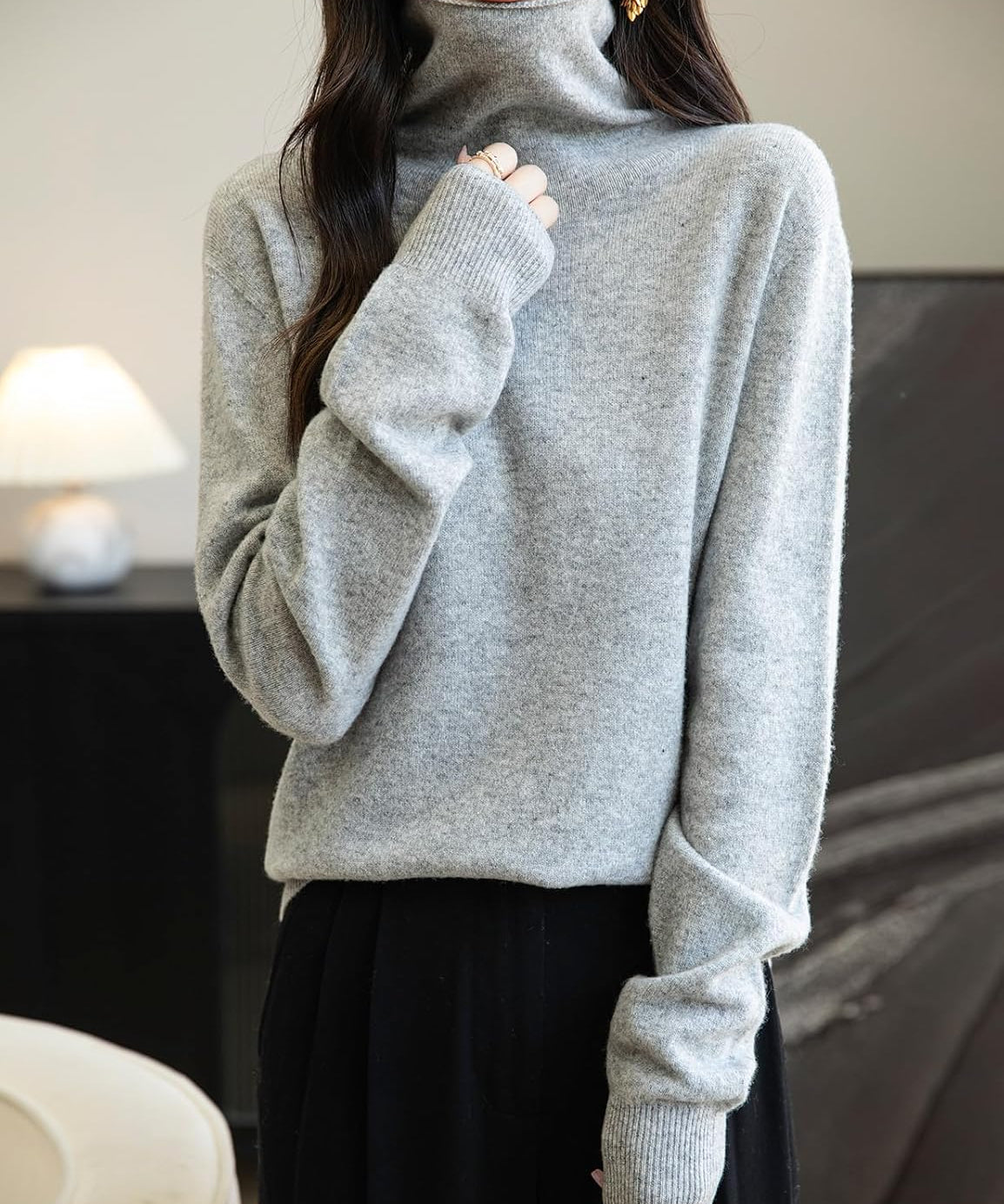 Chanyarn Women's 100% Merino Wool Seamless Sweater Turtleneck First-Line Ready to Wear Long Sleeve Knitted Pullover Tops