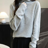 Chanyarn Women's100％メリノウールシームレスセータータートルネックファーストライン長いスリーブニットプルオーバートップを着用する準備ができています