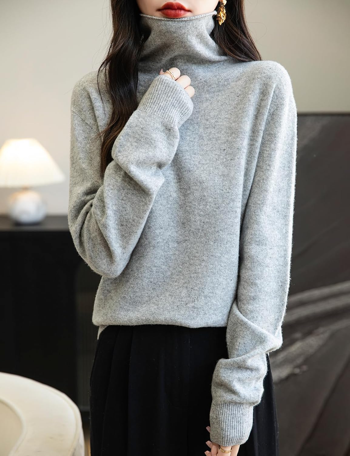 Chanyarn Women's 100% Merino Wool Seamless Sweater Turtleneck First-Line Ready to Wear Long Sleeve Knitted Pullover Tops