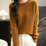 Chanyarn Women's Crew Neck 100% Merino Wool Sweater 2025 Otoño Invierno Cable Vintage Capas de manga larga cálida