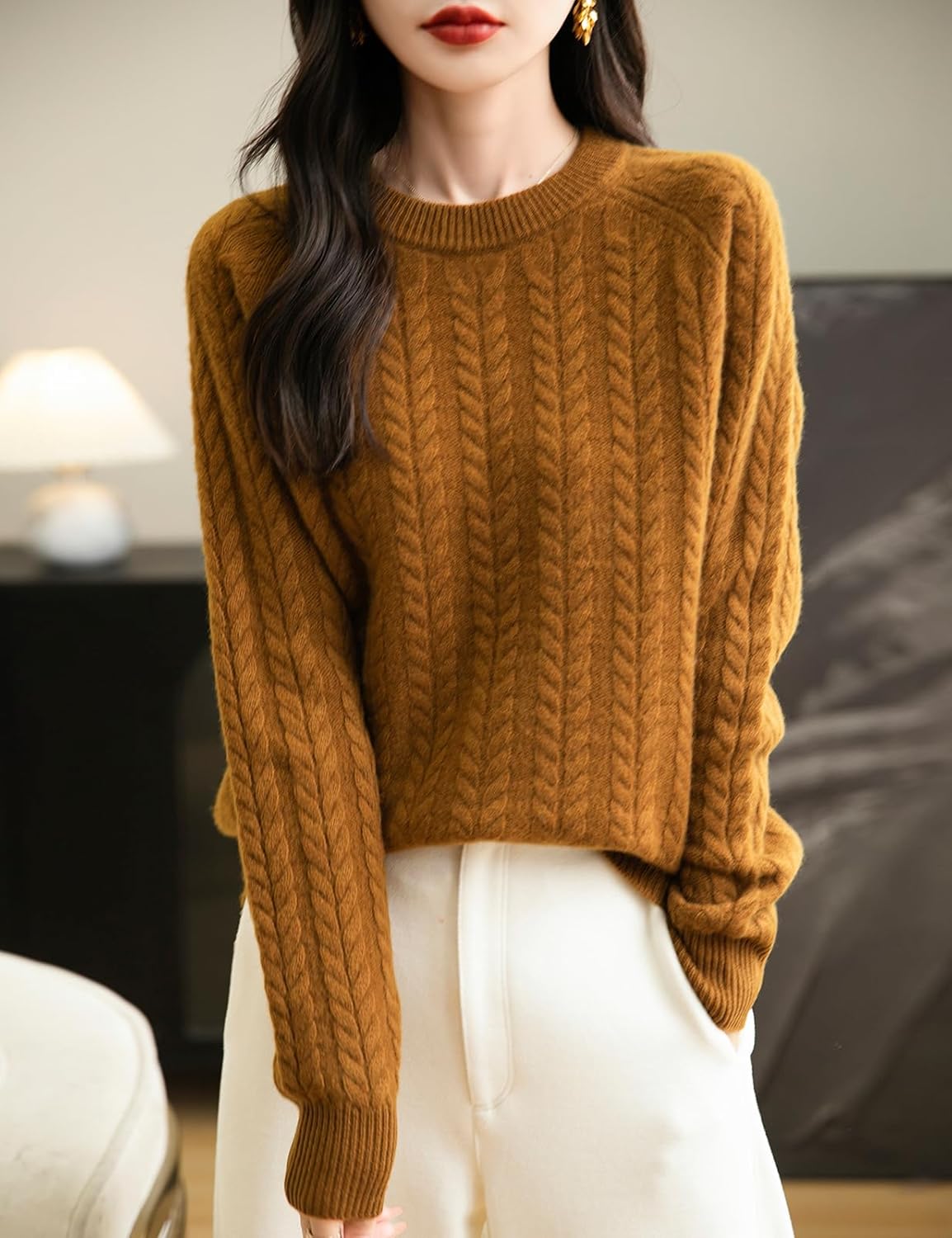 Chanyarn Women's Crew Neck 100% Merino Wool Sweater 2025 Otoño Invierno Cable Vintage Capas de manga larga cálida